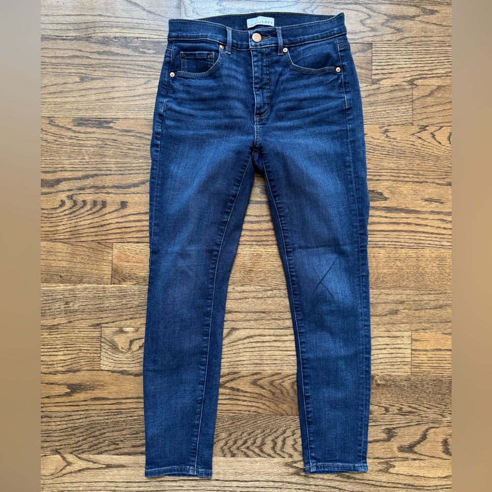 LOFT Women's Dark Blue Skinny Jeans, 28” waist / size 6